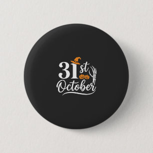 Halloween 31 oktober Pompoen Heksenhoed Ontwerp_1 Ronde Button 5,7 Cm
