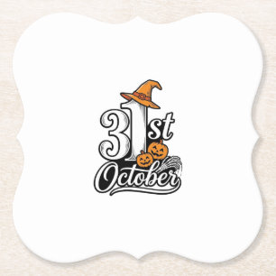 Halloween 31 oktober typografie shirt ontwerp_1 kartonnen onderzetters
