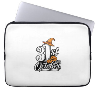Halloween 31 oktober typografie shirt ontwerp_1 laptop sleeve