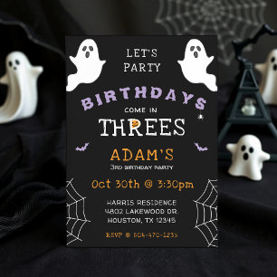 Halloween 3e Verjaardag Kom in Drieën Ghost Gothic Kaart