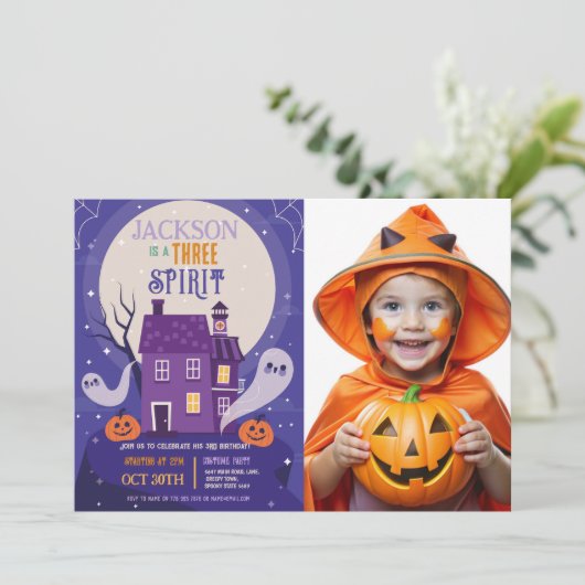 Halloween 3rd Ghosts Three House Party Foto Kaart (Staand voorkant)