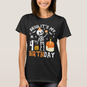 Halloween 4e verjaardag Bruh-grappig skelet 4e ver T-shirt