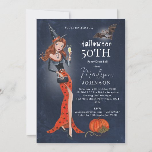 Halloween 50 e Anniversaire Fête Invitation (Devant)