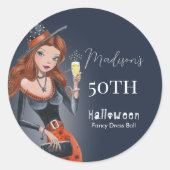 Halloween 50e verjaardagsfeest ronde sticker (Voorkant)
