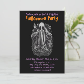 Halloween, 8 geest, griezelig, feestuitnodiging, kaart
