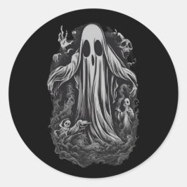 Halloween 8 geest, vreselijk, griezelig, eng, kwaa ronde sticker