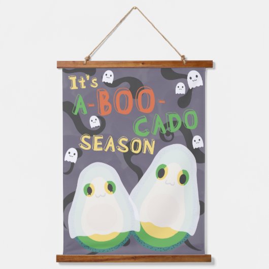 Halloween A-BOO-Cado Spooky Schattigee Avocado Gho Hangend Wandkleed (Voorkant)