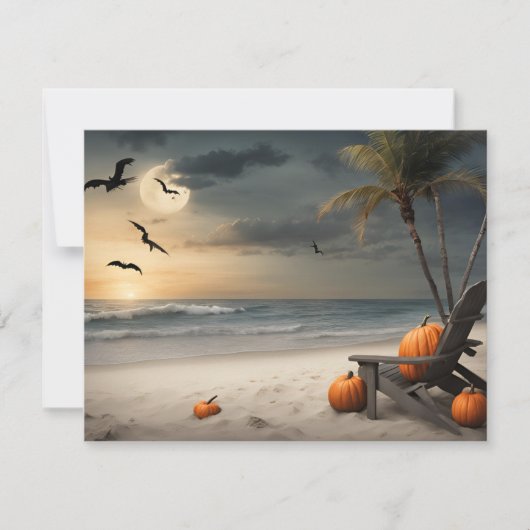 Halloween à la plage - Carte pour notes blanc (Devant)