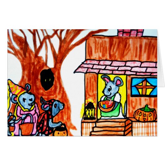 HALLOWEEN À MME. Carte MOUSE HOUSE (Devant horizontal)