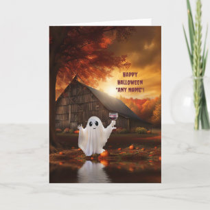 Halloween Aangepaste Naam Schattig Spookje met Wij Kaart