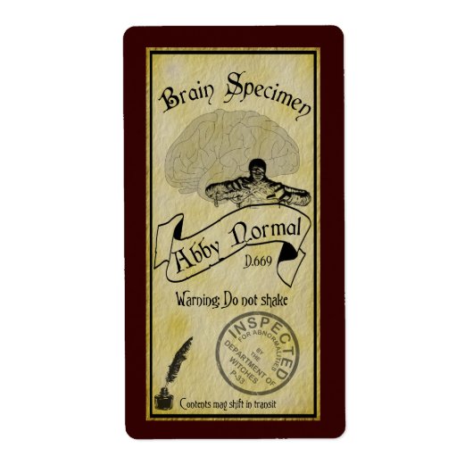 Halloween Abby Normal Bottle Étiquette (Devant)