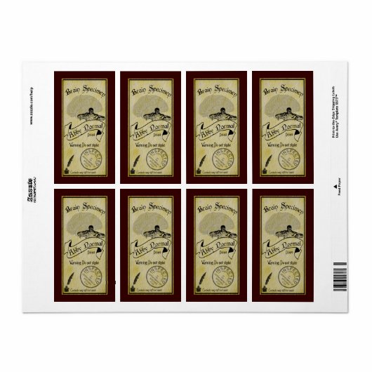 Halloween Abby Normal Bottle Étiquette (Feuille entière)