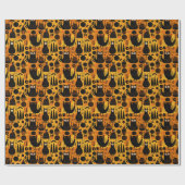 Halloween Abstracte zwarte kat Cadeaupapier (Vlak)