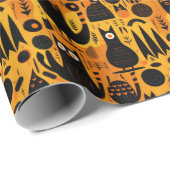 Halloween Abstracte zwarte kat Cadeaupapier (Rol Hoek)