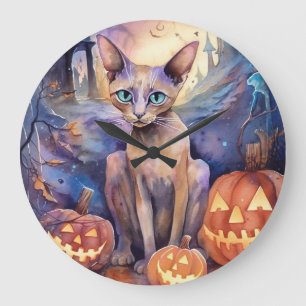 Halloween Abyssiniaanse kat met pompoeneng Grote Klok