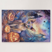 Halloween Abyssiniaanse kat met pompoeneng Legpuzzel (Horizontaal)