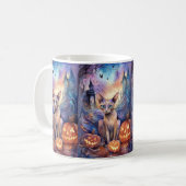 Halloween Abyssinians Kat met pompoenen eng Koffiemok (Voorkant links)