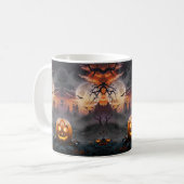 Halloween achtergrond in Oranje en grijze tinten Koffiemok (Voorkant links)