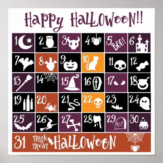 Halloween Advent-kalender  Poster (Voorkant)