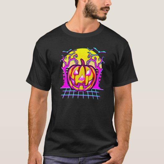 Halloween Aesthetic Vaporwave Synthwave Retro 1980 T-shirt (Voorkant)