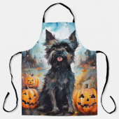 Halloween affenpinscher met pompoenen eng schort (Voorkant)