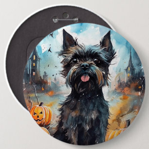 Halloween Affenpinscher met Pompoenen Griezelen Ronde Button 6,0 Cm