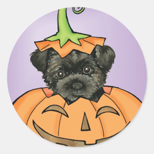 Halloween Affenpinscher Ronde Sticker (Voorkant)