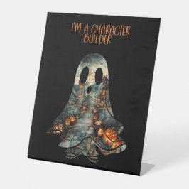 Halloween Affirmatie Ghost Humor Reclamebord Met Voetstuk