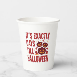 Halloween Aftelling Pompoen Kerkhof Horror Typo Papieren Bekers