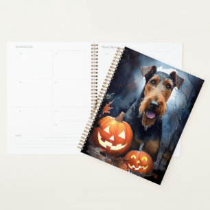 Halloween Airedale Avec Peur Citrouille