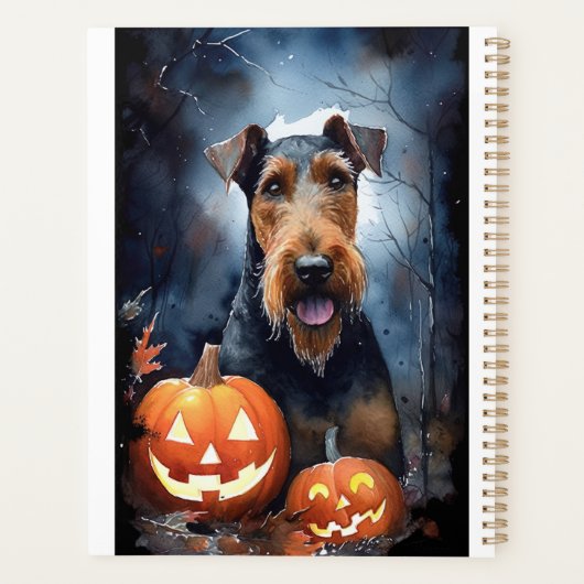 Halloween Airedale Avec Peur Citrouille (Dos)