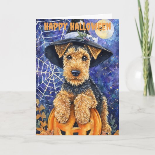 Halloween Airedale Terrier Feestdagen Kaart (Voorkant)
