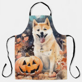 Halloween Akita met pompoenen eng Schort (Voorkant)