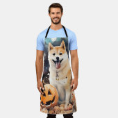 Halloween Akita met pompoenen eng Schort (Gedragen)