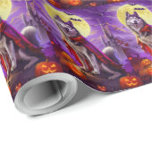 Halloween Alaskan Malamute Vampire Pumpkins eng Cadeaupapier (Rol Hoek)
