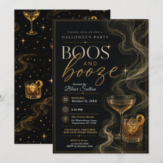 Halloween-alcohol en boze geesten-feest kaart