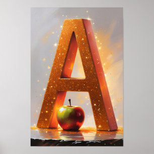 Halloween Alfabet Kids ABC Letter A Poster