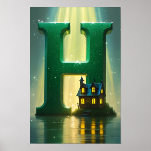 Halloween Alfabet Kids ABC Letter H Poster