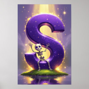 Halloween Alfabet Kids ABC Letter S Poster
