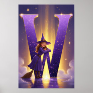 Halloween Alfabet Kids ABC Letter W Poster