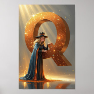 Halloween Alfabet Kinderen ABC Letter Q Poster