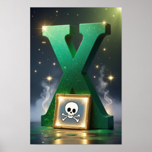 Halloween Alfabet Kinderen ABC Letter X Poster
