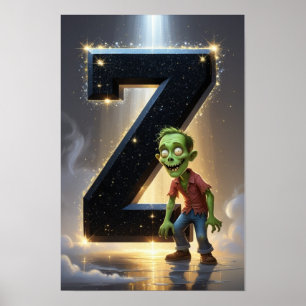 Halloween Alfabet Kinderen ABC Letter Z Poster