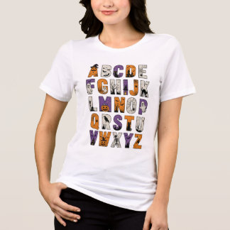 Halloween Alfabet T-shirt, Griezelige ABC Letters Tri-Blend Shirt