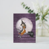 Halloween Alice in Wonderland Cheshire Cat Moon Briefkaart (Staand voorkant)