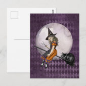 Halloween Alice in Wonderland Cheshire Cat Moon Briefkaart (Voorkant / Achterkant)
