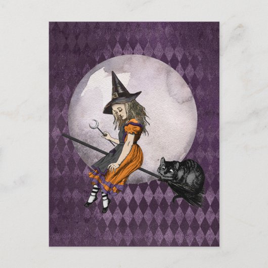 Halloween Alice in Wonderland Cheshire Cat Moon Briefkaart (Voorkant)