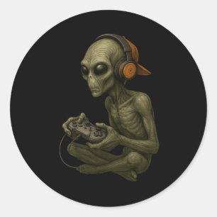 Halloween Alien Gamer Video Gaming Boys Mannen Kin Ronde Sticker