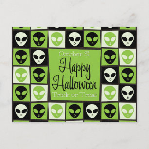 Halloween alien mozaïek briefkaart
