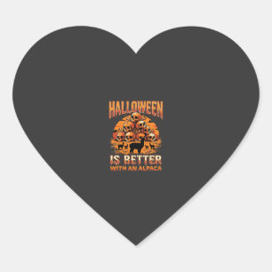 Halloween Alpaca Schedel Stapel Retro Horror Desig Hart Sticker